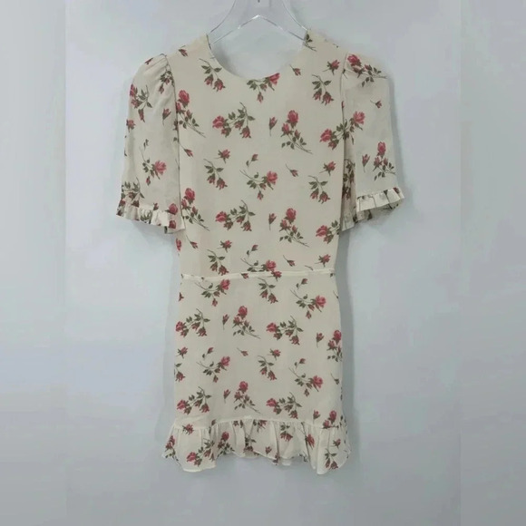 Reformation Alaina Dress $218 Florence Cream Pink Floral sz 0 B2153 - Picture 2 of 5